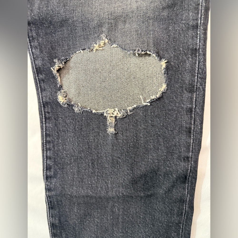 Current Elliott The Vintage Cropped Jeans 29 Black Distressed High Rise - Picture 4 of 15